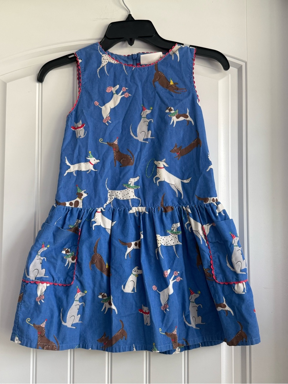 Mini Boden Needlecord Dog Patterned Dress